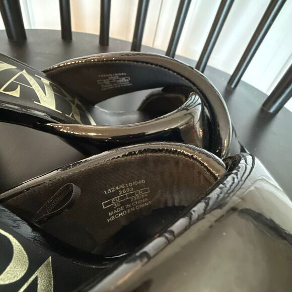Zara black patent block heel sandals size 6 - Picture 10 of 12